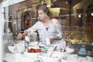 Lady shopping in a deli