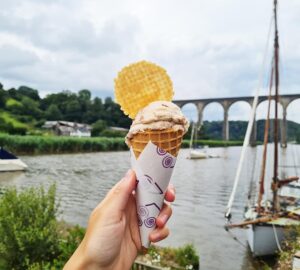 Ice cream in front of Calstock Viaduct