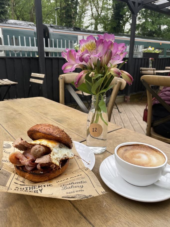 Food and train views at the Tarka Line Grill