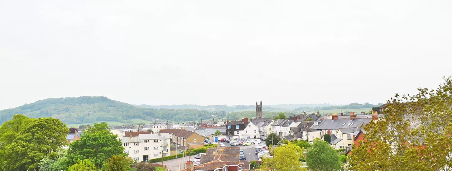Honiton as seen from the railway station passenger bridge