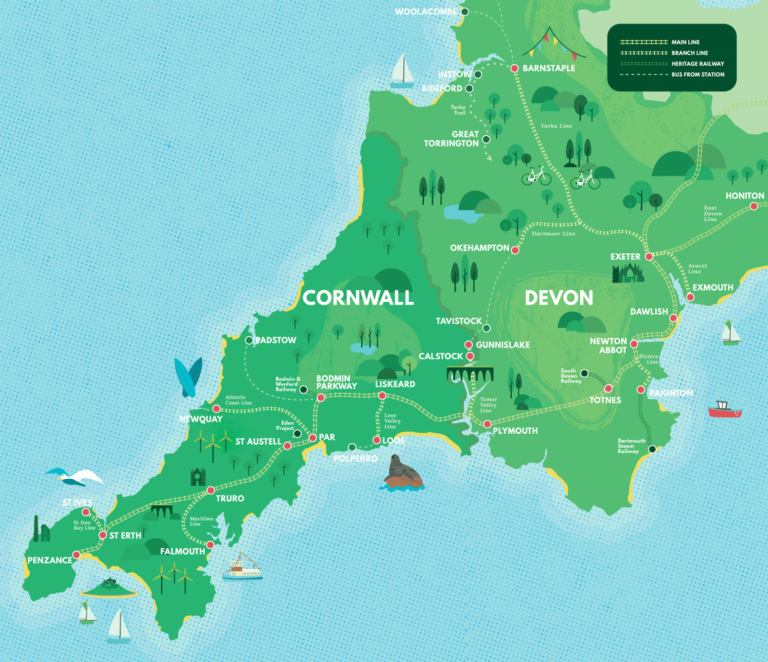 devon-cornwall-rail-overview-map - Great Scenic Railways