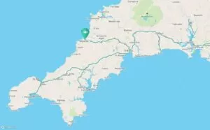 Rail network map showing Newquay station