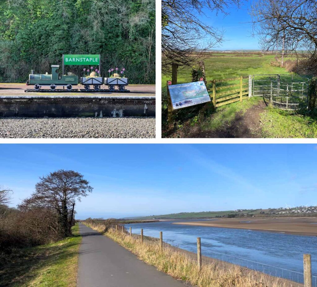 Collage - Barnstaple station, Home Farm Marsh and Tarka Trail