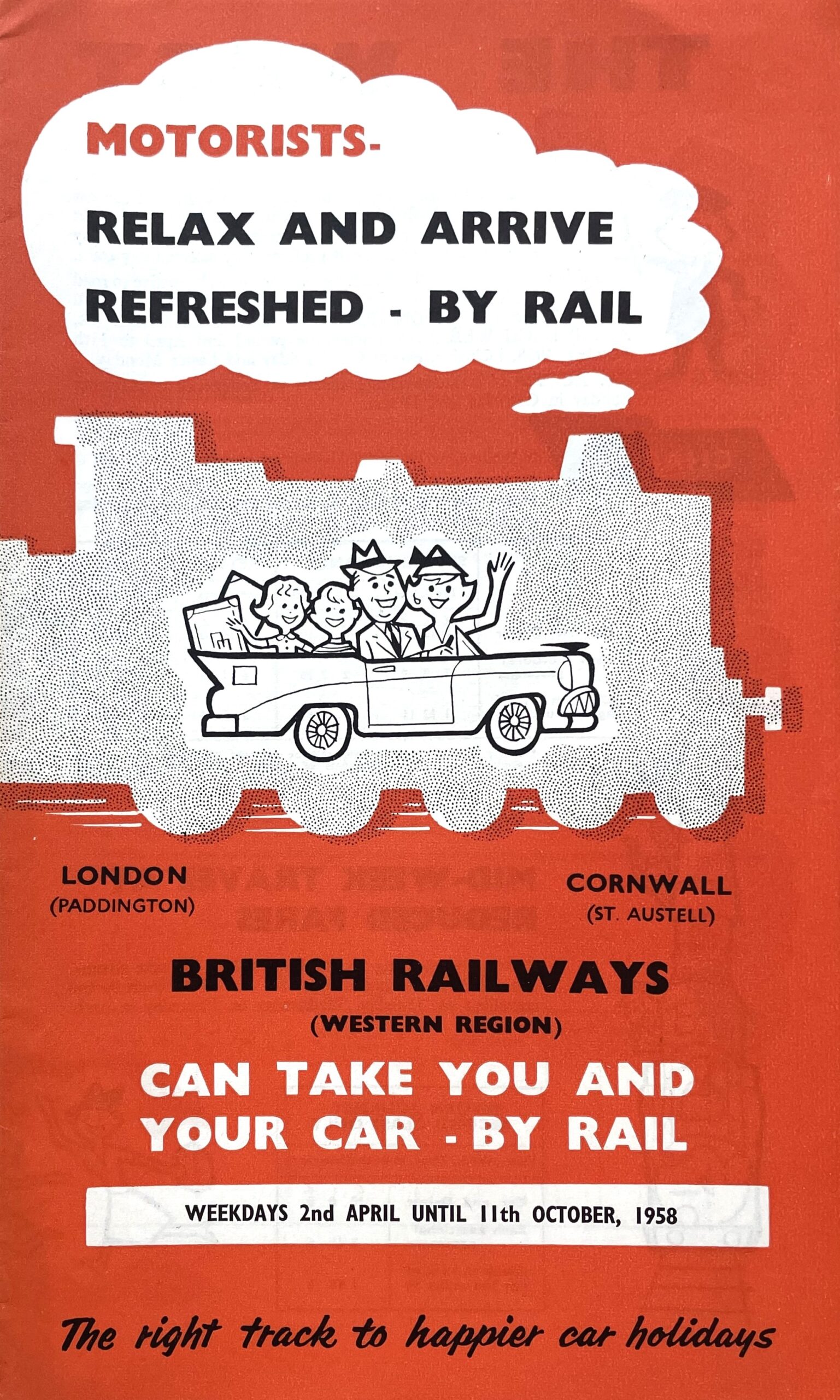 Leaflet cover - Motorists: Relax and arrive refreshed by rail